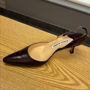Manolo Blahnik Dark Brown Caroline Sling Back